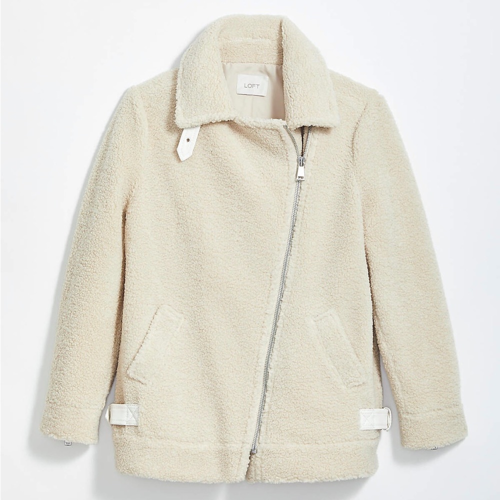 Loft Faux Shearling Aviator Jacket Large